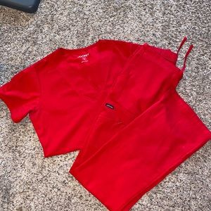 Red jockey scrubs